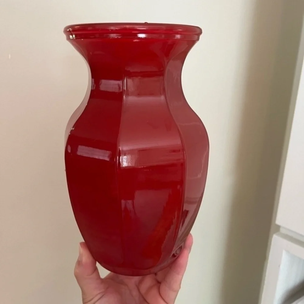 Vintage Garcia Glass Group GGG 2999 Octagon Shaped Red Vase Octagon 8" Flute - Picture 11 of 14